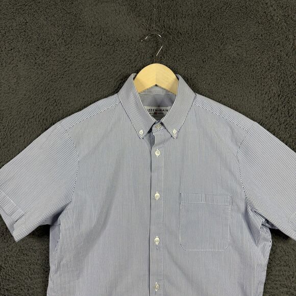 Mizzen+Main Shirt Mens Medium Blue Short Sleeve Button Down Trim Fit Stretch - Picture 2 of 13